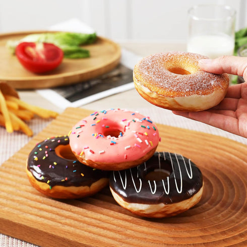 Joeabor 4 Pack Fake Donut Artificial Doughnut for Decoration Realistic Fake Food for Display Faux Dessert Party