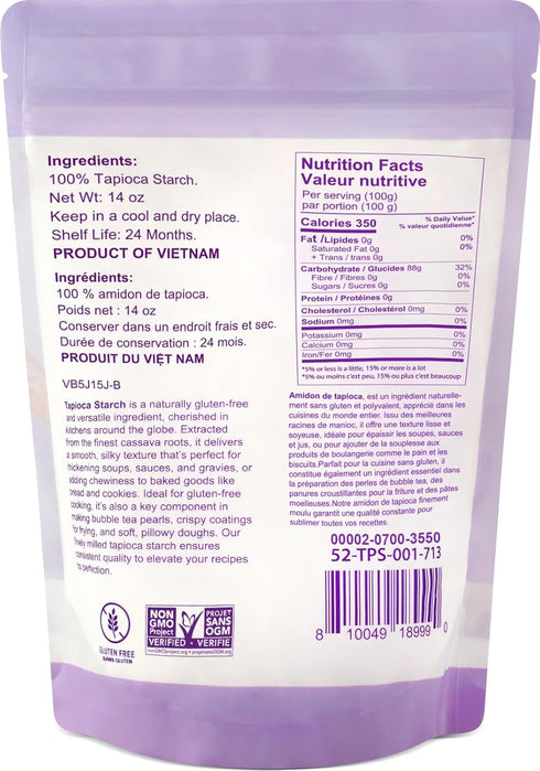 52USA 14oz (Pack 1), (397g), Tapioca Starch, of Tapioca Flour Gluten Free, Kosher, Vegan, No Preservatives, All
