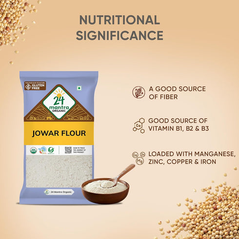 24 Mantra Organic (500 (Pack 1)) Jowar Flour/Sorghum Flour/Jonna - Chemical Free & Pesticides Free | Healthy