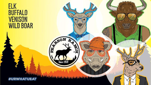 PEARSON RANCH SINCE 1959 Meat Sticks Variety - Elk, Buffalo, Venison, Wild Boar, Pack of 12, 1oz Sticks