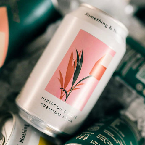 12 Oz (Pack 12) Something & Nothing Hibiscus & Rose Flavoured Sparkling Water | Lightly Carbonated, Full Flavoured