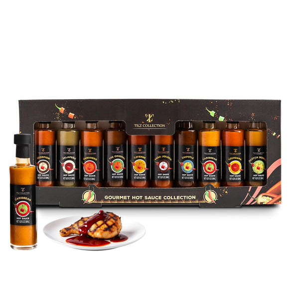 Chilli, Hot Sauce Gift Set -10 Flavours, Hot Sauce Bottles, Food Gift