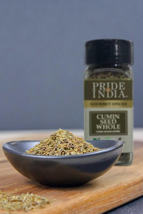 Pride of India – Cumin Seed Whole – Gourmet Indian Spice, Fresh Quality Seeds, 2 oz. Small Dual Sifter Bottle