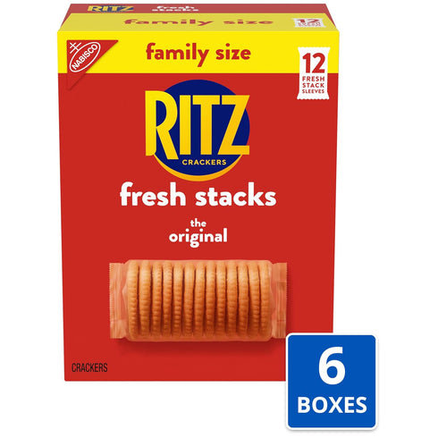 6 (72 Packs) RITZ Fresh Stacks Original Crackers, Bulk Travel Snacks, Family Size, Boxes Multi Snack