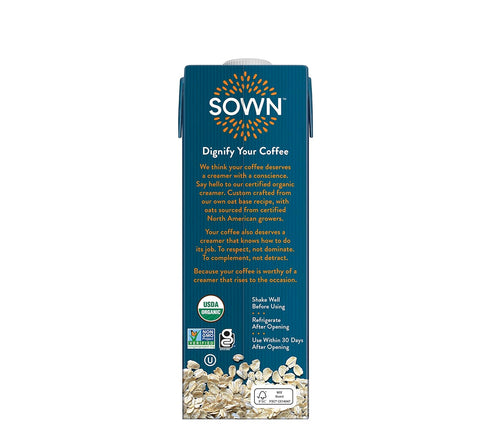 32oz (Pack 6) SOWN Organic Oat Creamer Salted Caramel - Barista Oat Milk Non Dairy Coffee Creamer - Plant Based