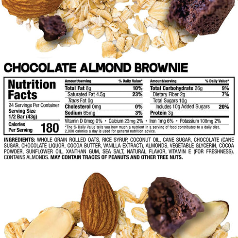 (12 BOBO's Chocolate Almond Brownie Oat Bars, Simple Ingredients, Whole Grain Oats, Plant Based, Gluten Free Breakfast