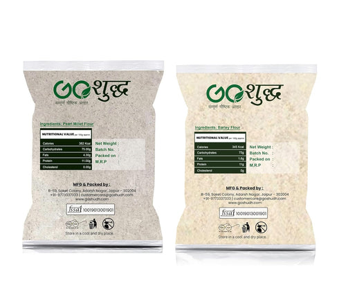Goshudh 500GM 1KG Barley Atta/Flour & Bajra/Pearl Millet Atta