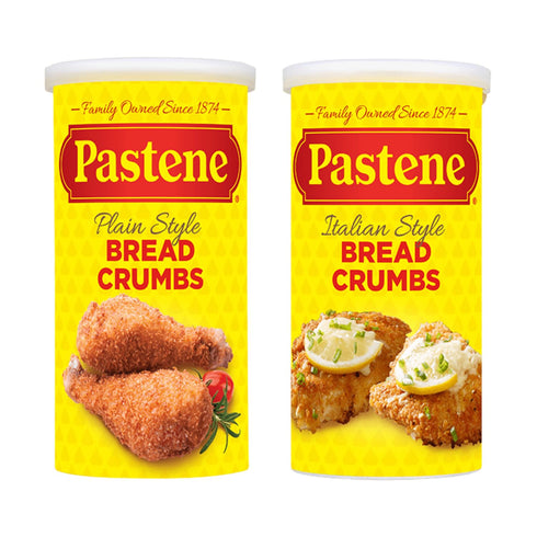 Pastene Breadcrumbs Variety Pack Italian Seasoned & Plain Breadcrumbs for Breading, Baking, Meatballs
