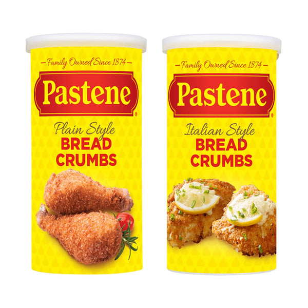 Pastene Breadcrumbs Variety Pack Italian Seasoned & Plain Breadcrumbs for Breading, Baking, Meatballs