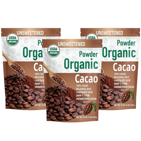 Amgwhhoo 452g/3pack, (3 Lbs - 48 Oz), Ultra-Fine Organic Cacao Powder Gourmet Baking