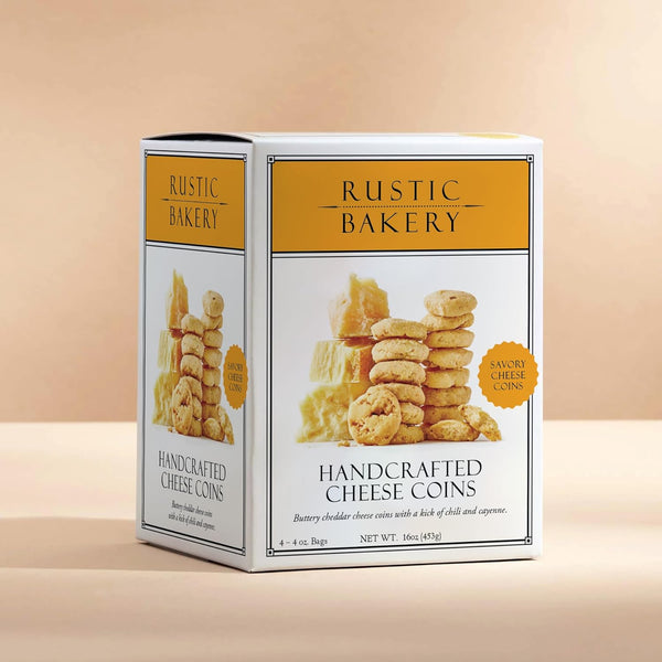 Rustic Bakery Handcrafted Savory Cheese Coins- Made in California, Pack of Four-