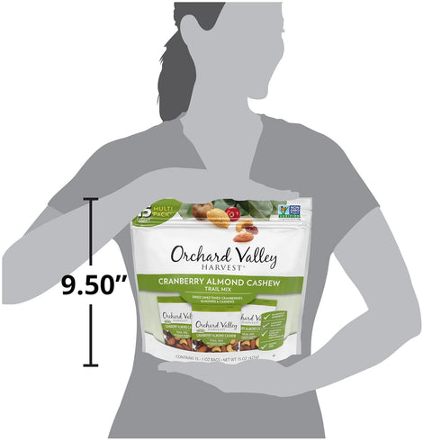 Orchard Valley Harvest Cranberry Almond Cashew Trail Mix, 1 Ounce Bags (Pack of 15), Non-GMO, No Artificial
