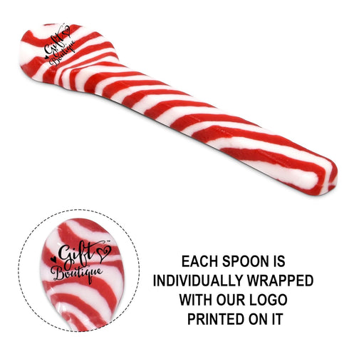 12 Pack Gift Boutique Christmas Peppermint Candy Cane Spoons Edible Mint Candies Spoon Individually Wrapped