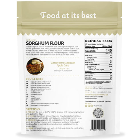2lb Quay Naturals Organic Sorghum Flour - Organic Jowar Flour - Made With Gluten Free Sorghum Whole Grain - Non GMO