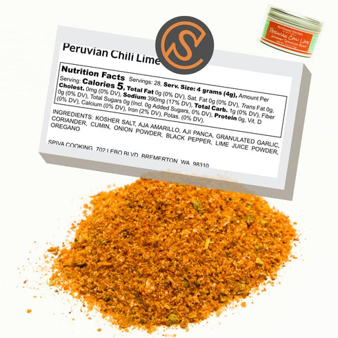 Spiva Cooking Peruvian Chili Lime Seasoning, How to Use: Chicken, Pork, Ground Beef, Seafood, Snacks, 4 oz