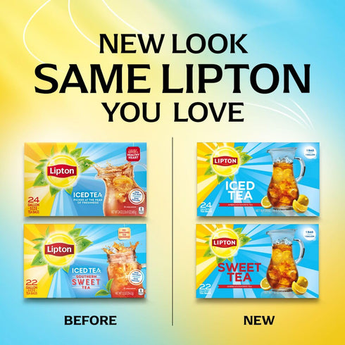 24 (Pack 2) Lipton Unsweetened Iced Tea Bags, Gallon-Sized Zero Calories, Total Tea Bags