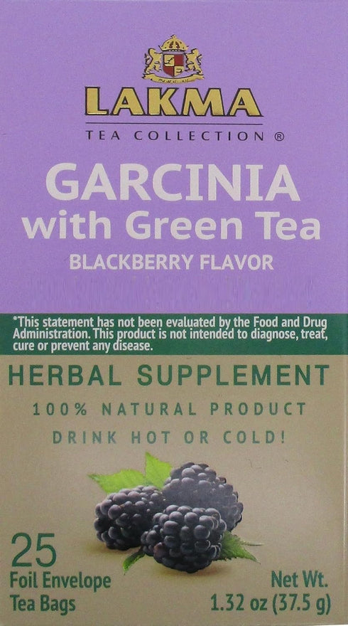 Lakma Garcinia Cambogia Green Tea with Blackberry, 25 Tea Bags