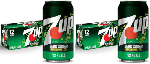 7UP Zero Sugar Lemon Lime Soda, 12 fl. oz. Cans, (Pack of