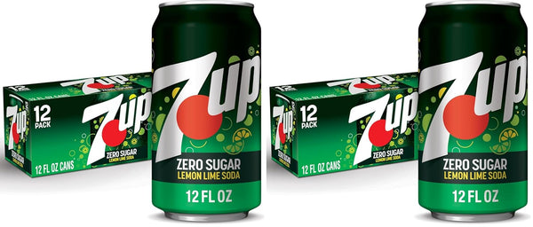 7UP Zero Sugar Lemon Lime Soda, 12 fl. oz. Cans, (Pack of