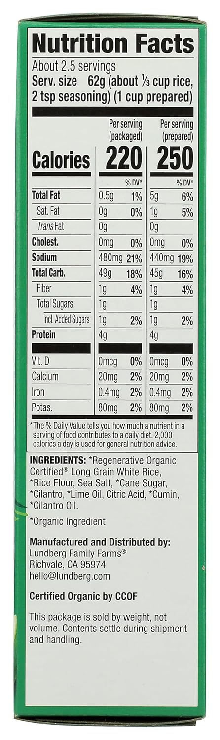 5.5 Lundberg Family Farms, Rice Pilaf White Cilantro Lime Organic, Ounce