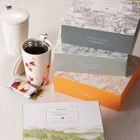 28 Tea Forte Single Steeps Loose Leaf Tea Sampler Tea Chest, Assorted Variety Tea Box, Single Serve Pouches, Herbal Tea