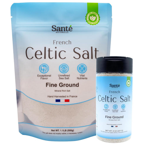 Sante Naturelle Celtic Salt Organic Fine Ground Bundle 8oz Shaker & 1.1lb