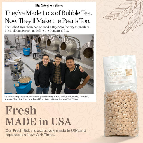 1 12 oz Fanale Brown Sugar Boba Tea Kit with Boba Pearls, US Boba Co Tapioca Pearl Made in USA Pound, Brown sugar boba