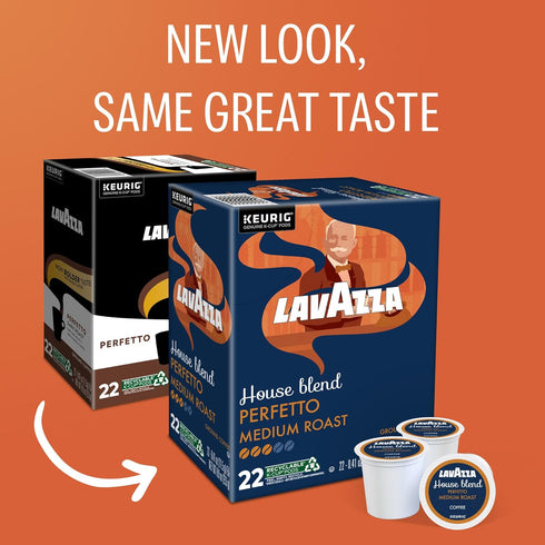 88-Count (4 Packs 22) Lavazza House Blend Perfetto, Single-Serve Keurig K-Cup Pods, Medium Roast Coffee, Box