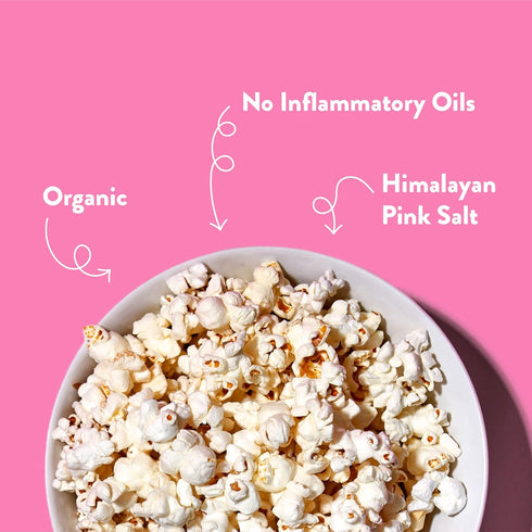 LesserEvil Himalayan Pink Salt Organic Popcorn, No Artificial Ingredients, Coconut Oil, Pack of 12, 0.88 oz Bags