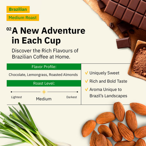 12oz Organic Specialty Whole Bean Coffee - Freshly Roasted to Order - Medium Roast, Single Origin Brazilian Santos