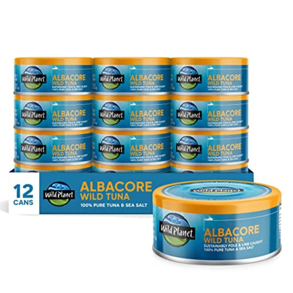 Wild Planet Albacore Wild Tuna, Sea Salt, Canned Tuna, Sustainably Wild-Caught, Pole