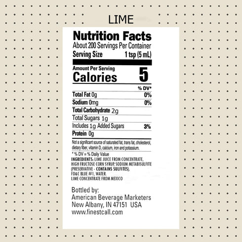 1 (33.8 Oz), Pack 3 Finest Call Premium Lime Juice Drink Mix, Liter Bottle Fl
