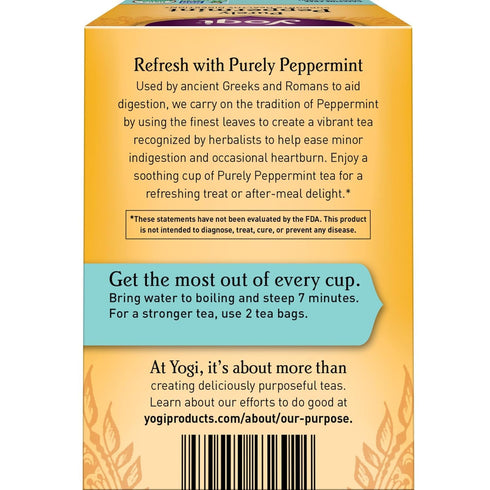 (2 Pack) 32 Yogi Tea - Purely Peppermint Tea - Supports Healthy Digestion - Caffeine Free - Organic Herbal Tea Bags