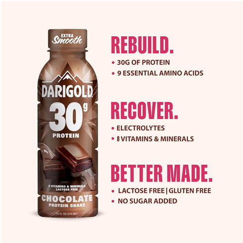 30g 170 14oz 12 pack Darigold Ready to Drink Chocolate Protein Shake, Protein, No Added Sugar, Lactose Free, Only