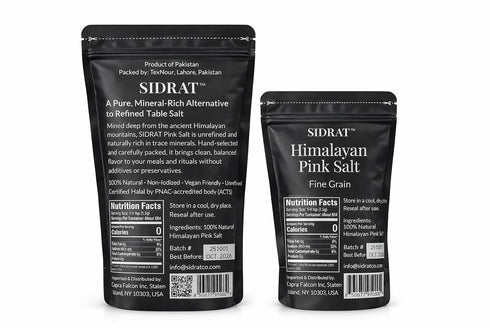 SIDRAT (1 lb, 2 lb) Himalayan Pink Salt Fine, Kosher Certified Fine Grain Pink Himalayan Salt for Cooking, Unrefined