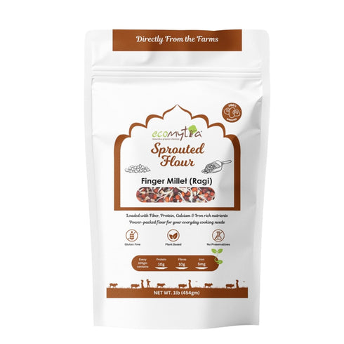 Ecomytra Sprouted Finger Millet Flour (Ragi) Gluten Free & High Calcium Superfood 100%
