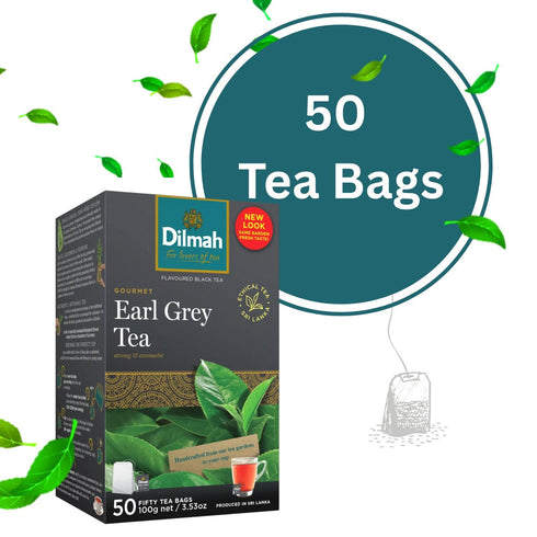 Dilmah Earl Grey Ceylon Tea, 50 Tea Bags, 100g