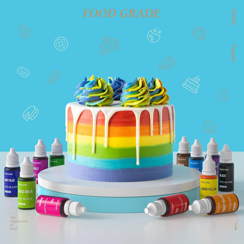 12 Set, .35 Oz (10 ml) Color Cake Food Coloring Nomeca Food Grade Vibrant Food Color Liquid Dye Tasteless for Baking