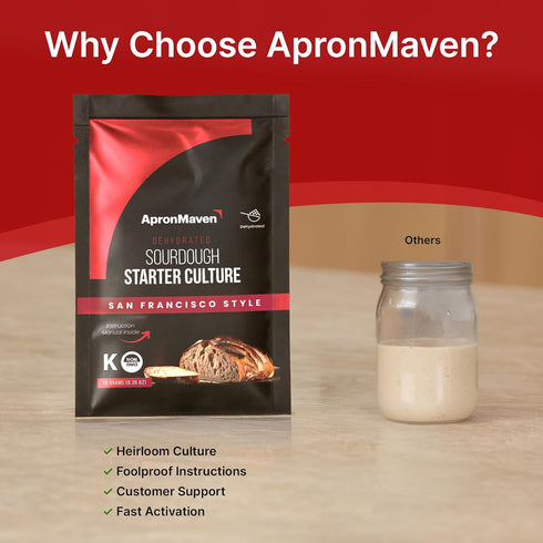 Apron Maven Premium Sourdough Starter Culture - San Francisco Style Heirloom Dehydrated With Simple Activation