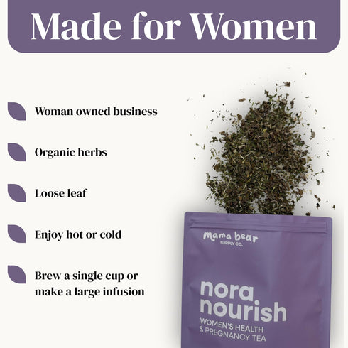 (4 oz (60 Nora Nourish Organic Pregnancy Tea Red Raspberry Leaf Herbal Blend for Third Trimester, Postpartum & Women's