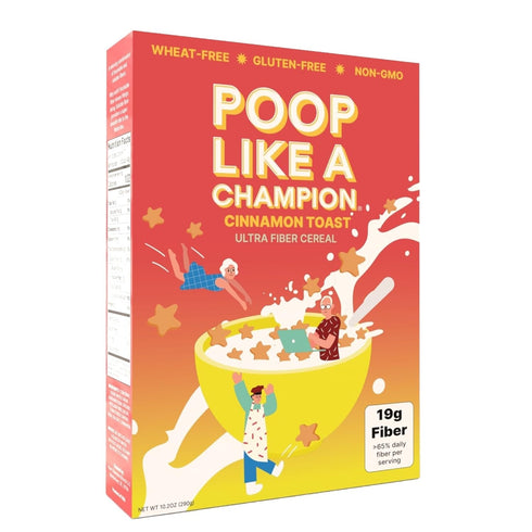 Poop Like A Champion High Fiber Cereal - Cinnamon Toast Flavor | Keto Friendly Low Carb Gluten Free & Healthy |