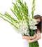 Cassiolina Fresh Cut Gladiolus Flowers, Long Stem Bouquet, 10 Stems, Sword Lily for
