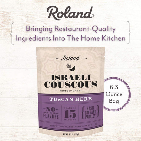6.3-Ounce Roland Foods Tuscan Herb Israeli Couscous, Sourced in the USA, Pouch