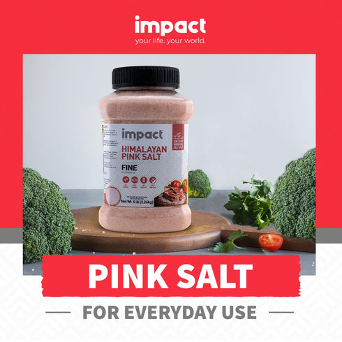 5lb Impact - Fine Himalayan Pink Sea Salt - No Additives Rich in Trace Minerals Non-GMO Gluten-Free Ideal for Low-Carb