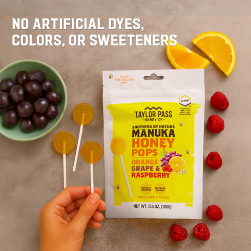 10+ Immune 13 Taylor Pass Honey Co Mnuka Honey Pops UMF | Manuka On-the-Go Lollipops for Kids & Adults | Sore Throat
