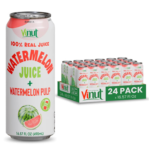 Vinut Natural Watermelon Juice Drink with Pulp, (16.57 fl oz, Pack of