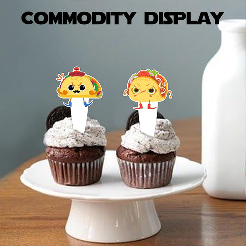 Uwaikin Yummy set 24pcs Cute Taco Bout Dessert Cupcake Topper Cheer to Mexican Food Fiesta Festival Theme Decorations