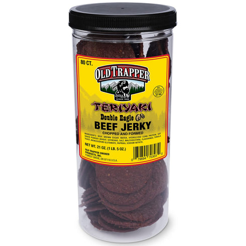 Old Trapper Double Eagle Beef Jerky, Teriyaki Flavor, 21oz. 80-Piece Jar, Natural