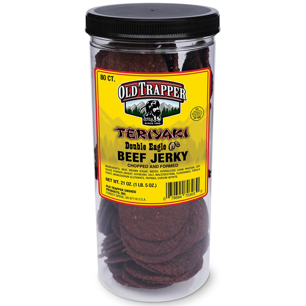 Old Trapper Double Eagle Beef Jerky, Teriyaki Flavor, 21oz. 80-Piece Jar, Natural