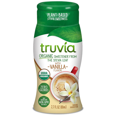 Truvia Organic Zero-Calorie Liquid Stevia Sweetener, Vanilla flavor, 2.7 fluid ounce bottle